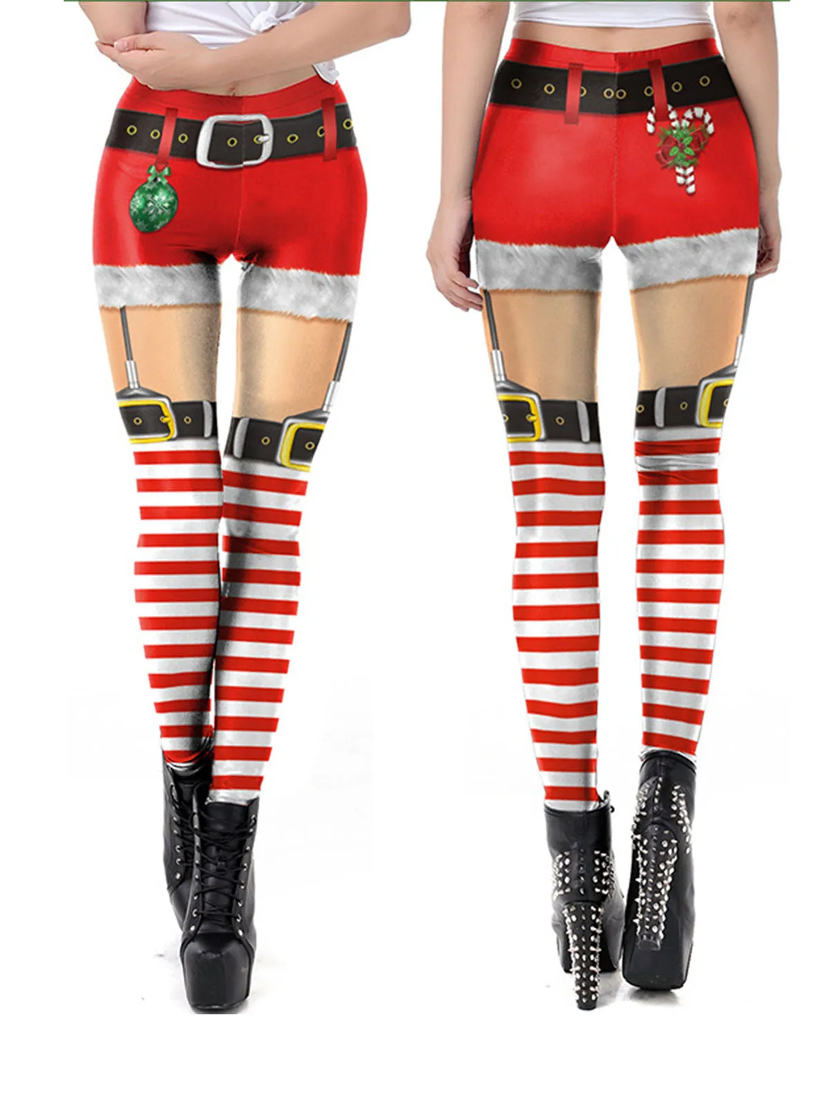 1960s Christmas Printed Elastic Leggings sold by Retro Stage product image thumbnail 4