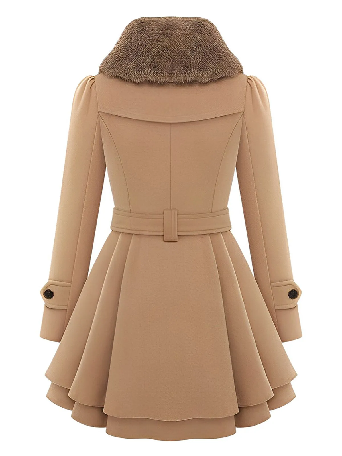 Christmas Fur Collar Waisted Woolen Coat sold by Retro Stage product image thumbnail 4