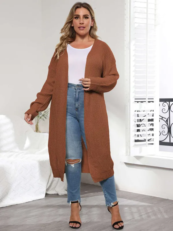 [Plus Size] Solid Color 1960s Knitted Long Cardigan sold by Retro Stage