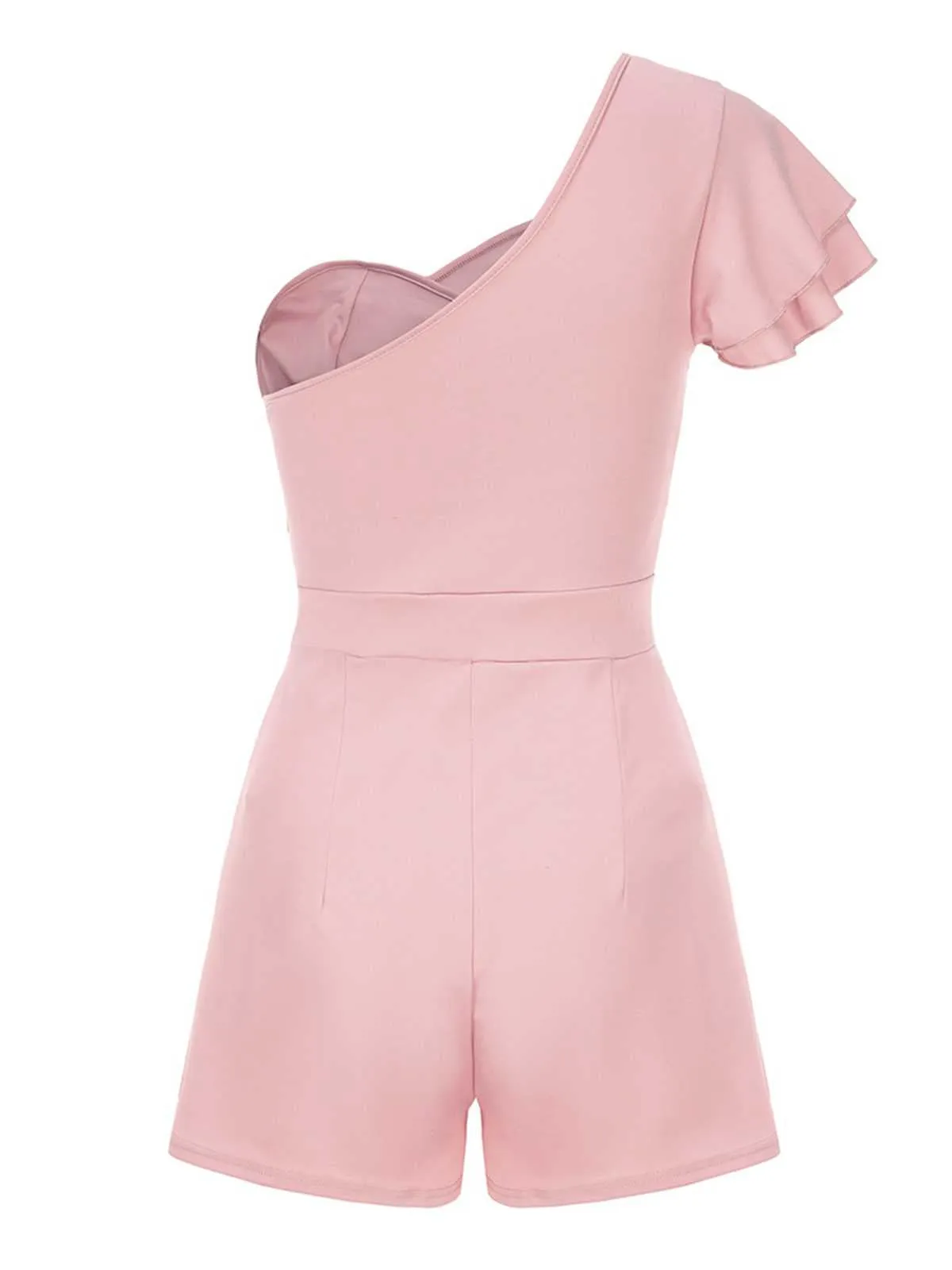 1950s One Shoulder Ruffles Solid Romper sold by Retro Stage product image thumbnail 2