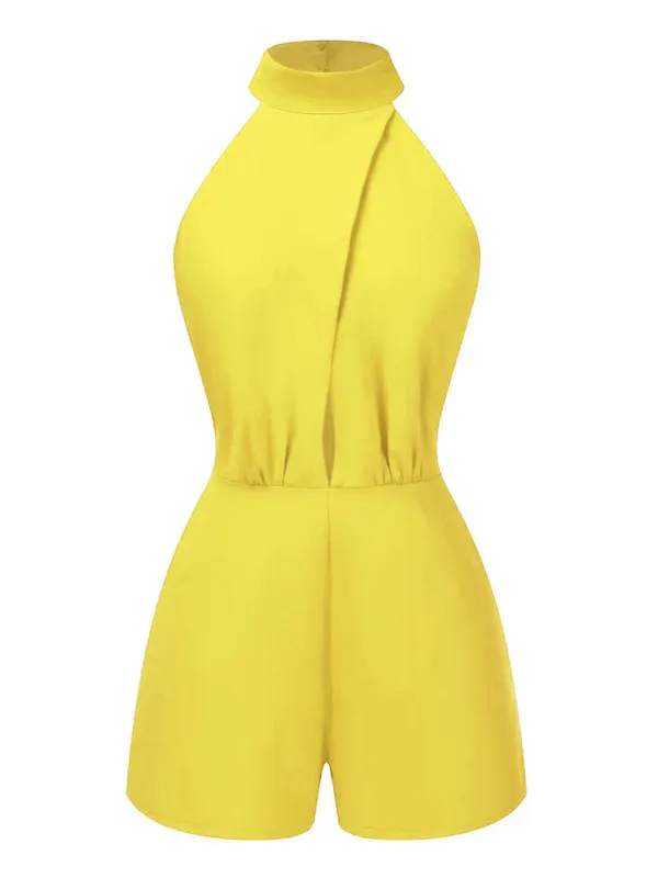 1930s Solid Cutout Stand Collar Halter Romper sold by Retro Stage