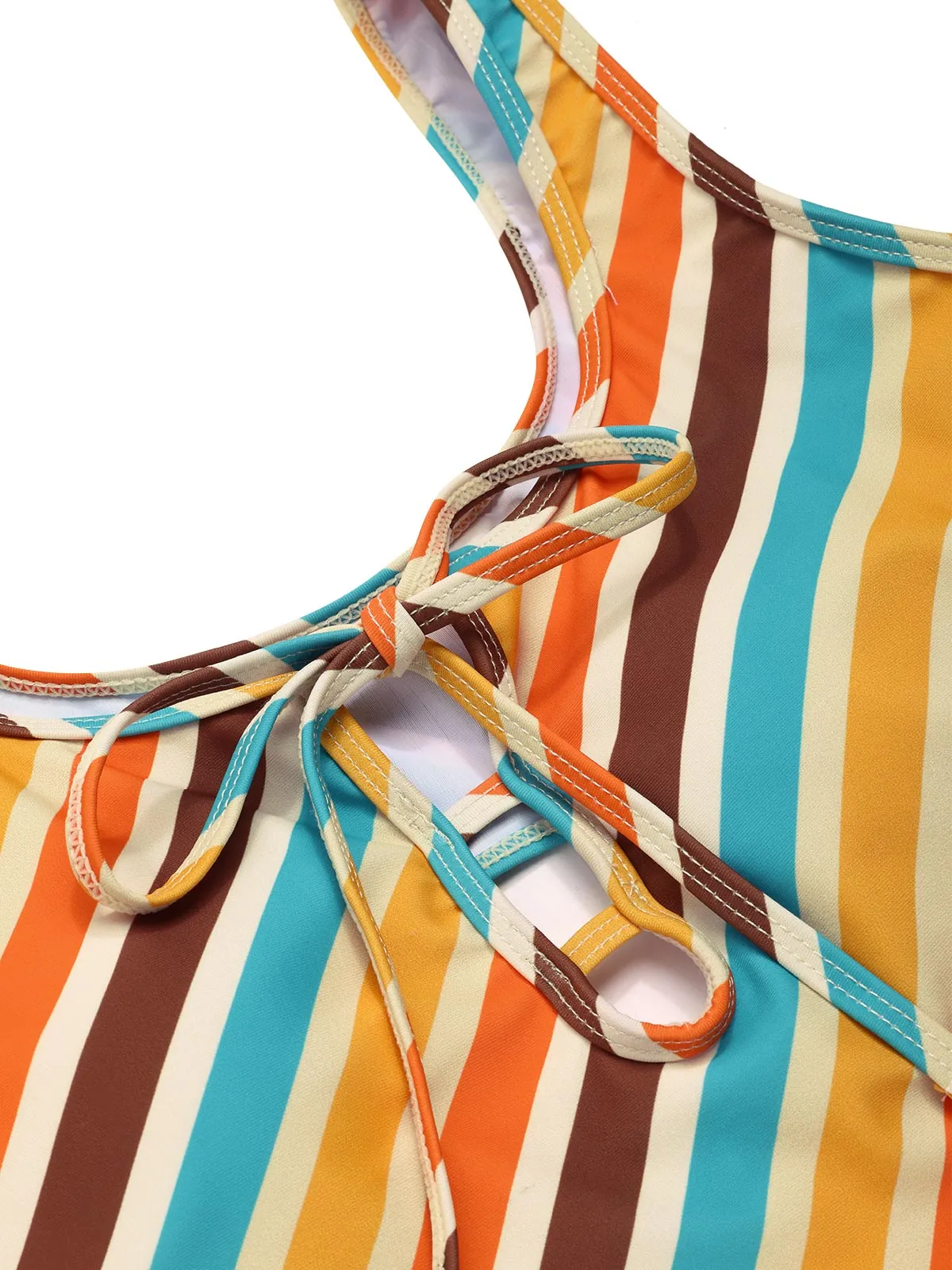 1960s Diagonal Stripe Cutout One-Piece Swimsuit sold by Retro Stage product image thumbnail 5