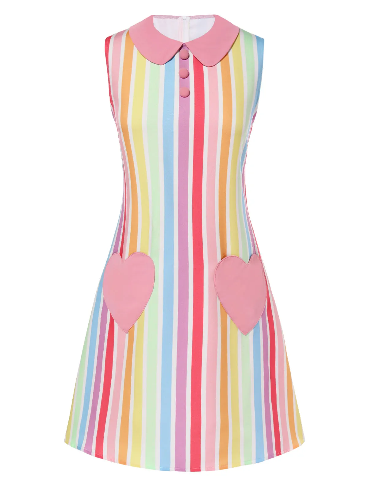1960s Rainbow Stripe Heart Pocket Dress sold by Retro Stage product image thumbnail 2