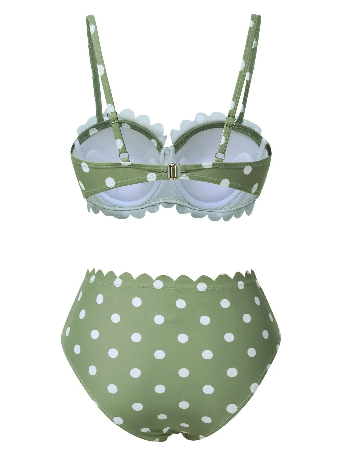 Green 1940s Petal Edge Polka Dots Bikini sold by Retro Stage product image thumbnail 3