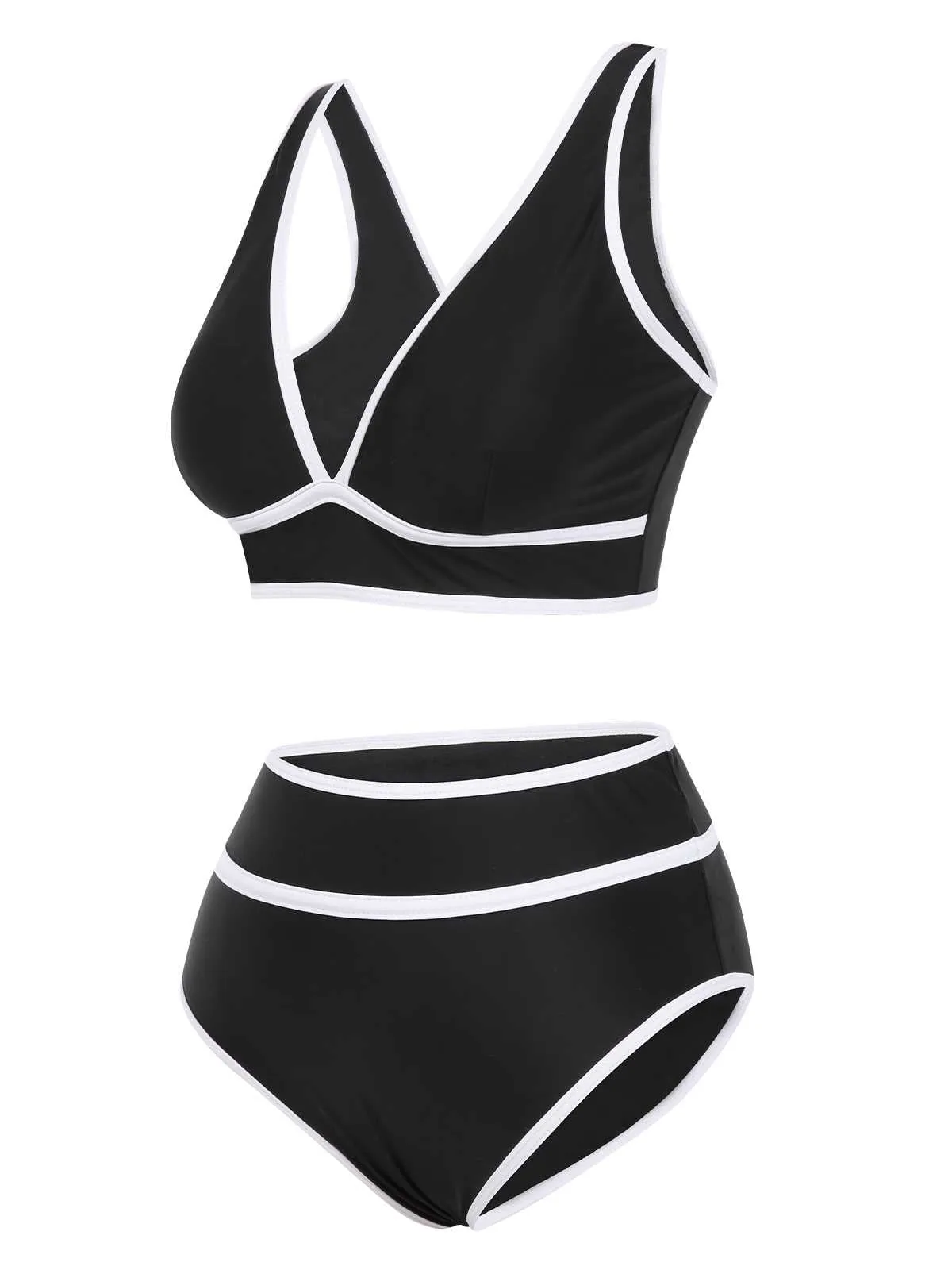 1950s Contrast Trim High Waist Bikini Set sold by Retro Stage product image thumbnail 2