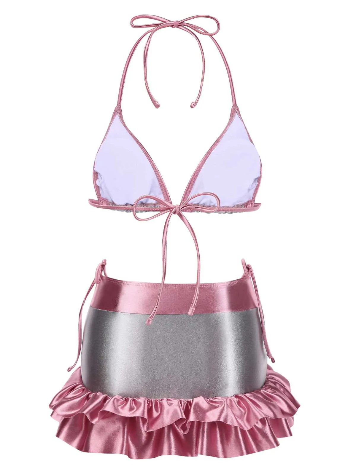 1970s Halter Metallic Colorblock Ruffles Bikini sold by Retro Stage product image thumbnail 3