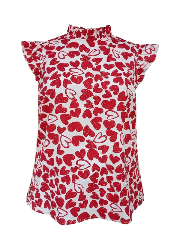 [Plus Size] Red 1950s Heart Sleeveless Pull On Top sold by Retro Stage