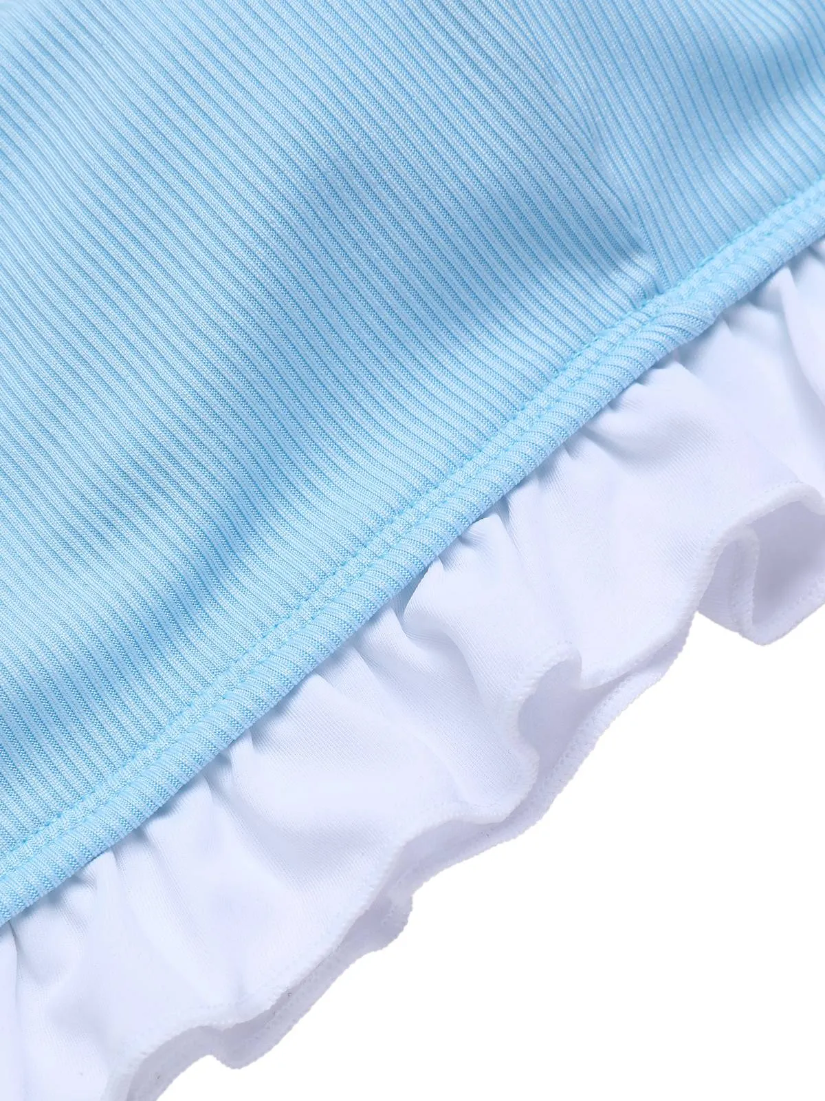 Blue 1950s Ruffled Strap Swimsuit sold by Retro Stage product image thumbnail 3