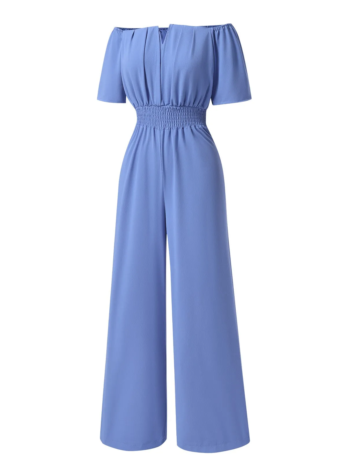1930s Solid Off-Shoulder Waist Loose Straight Jumpsuit sold by Retro Stage product image thumbnail 2