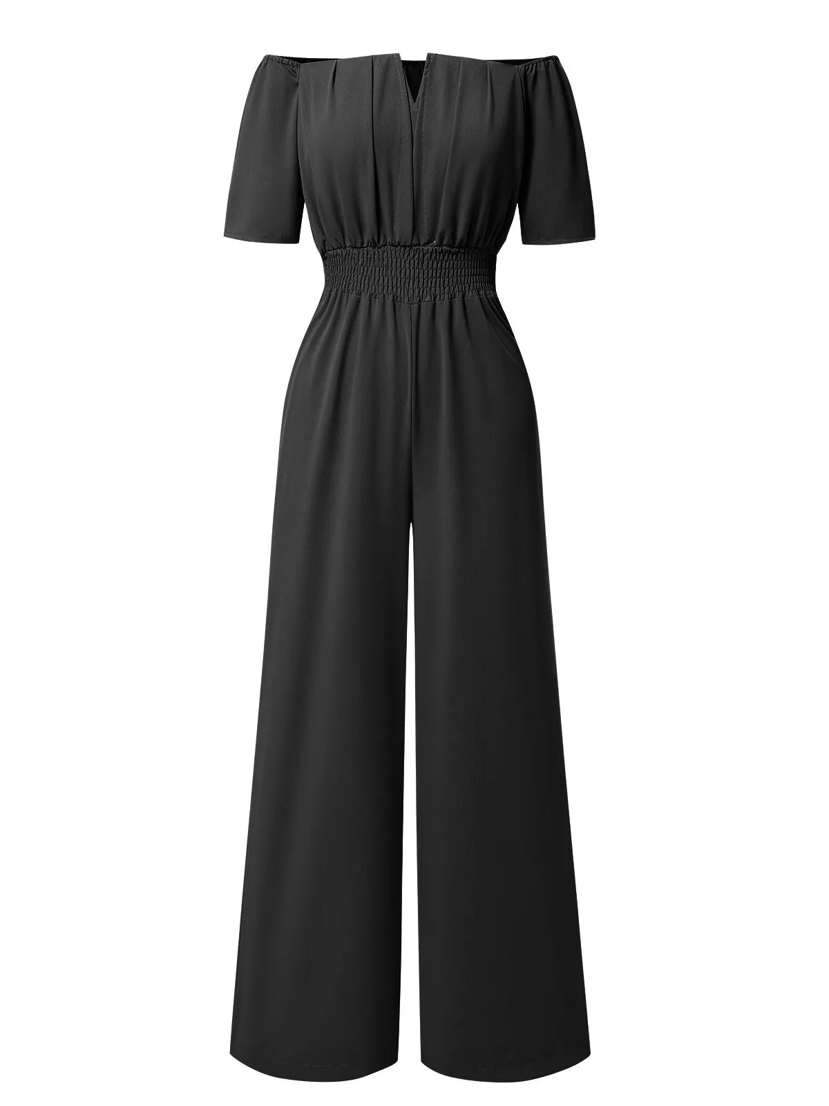 1930s Solid Off-Shoulder Waist Loose Straight Jumpsuit sold by Retro Stage product image thumbnail 5