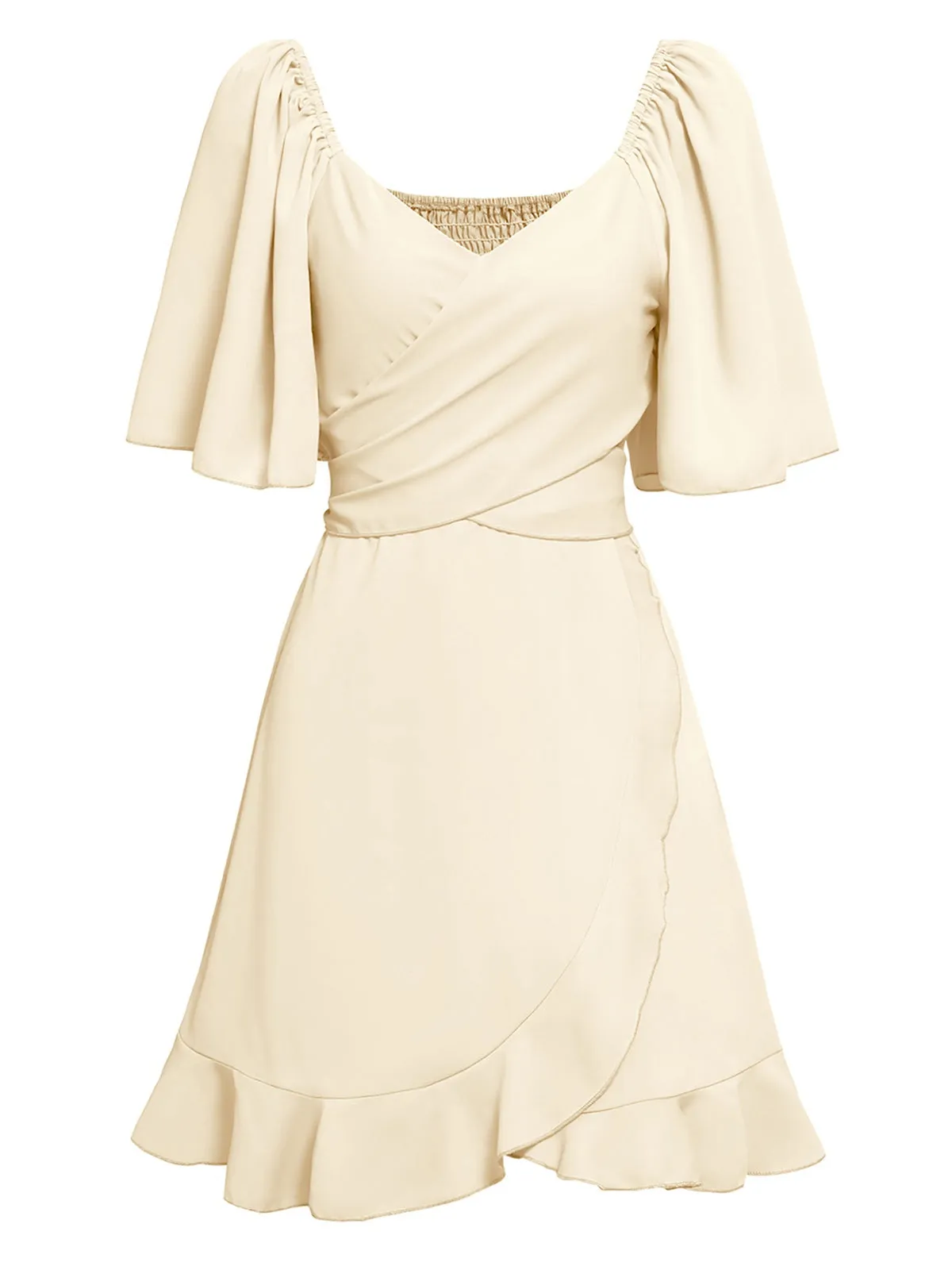 1930s Solid V-Neck Waist Ruffle Dress sold by Retro Stage