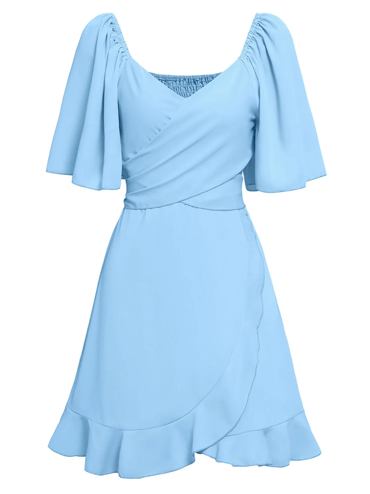 1930s Solid V-Neck Waist Ruffle Dress sold by Retro Stage product image thumbnail 4