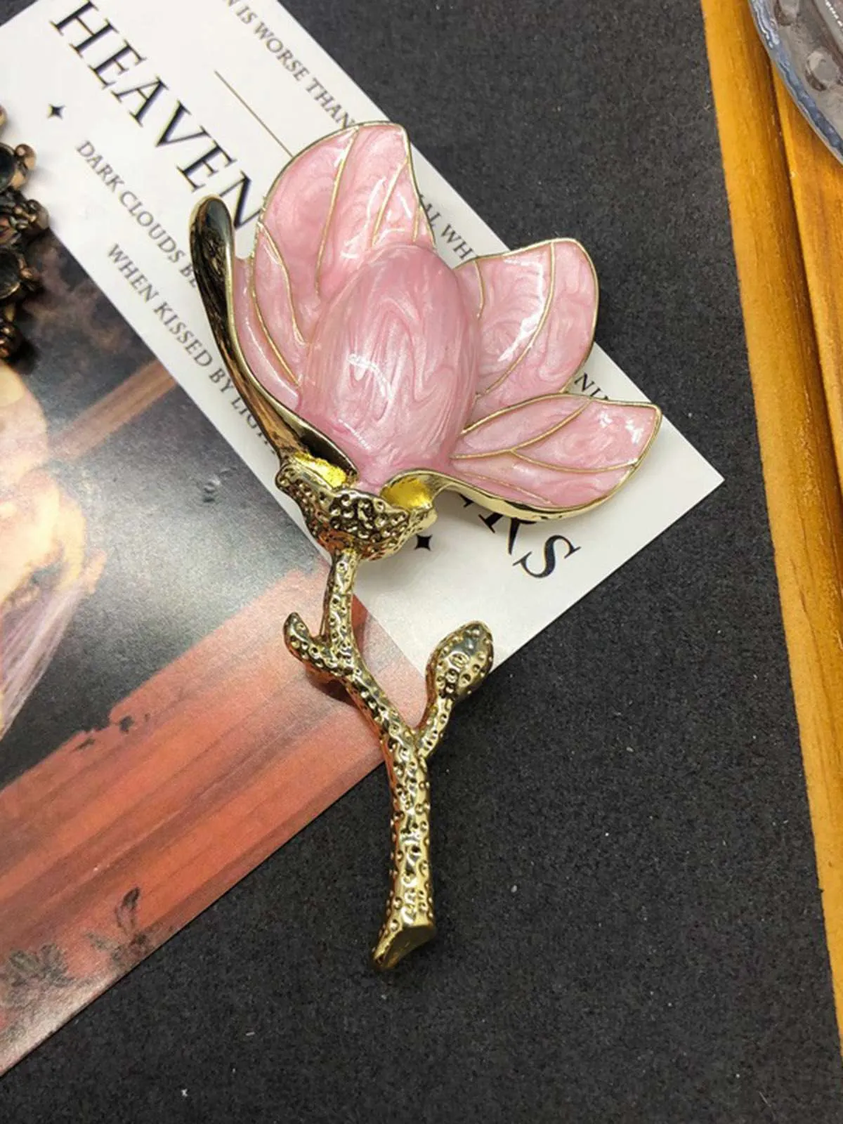 Enamel 3D Magnolia Flower Brooch sold by Retro Stage product image thumbnail 3