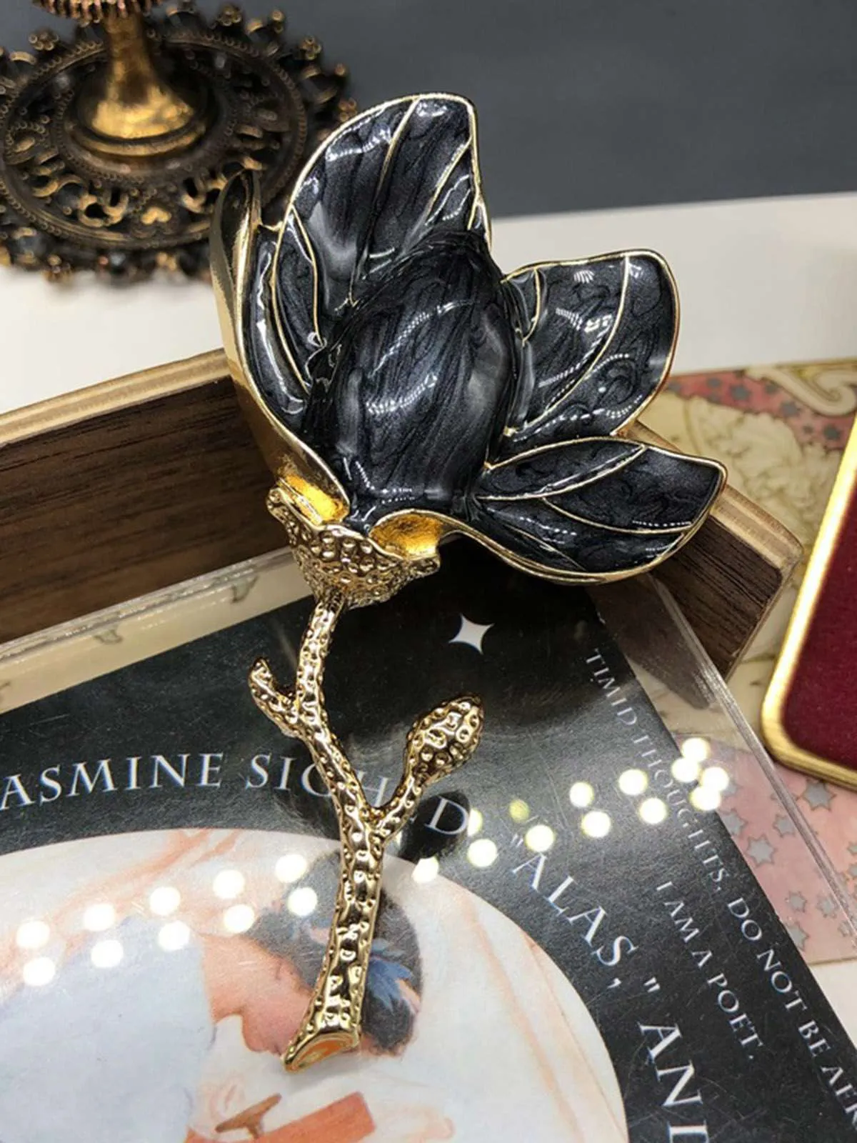 Enamel 3D Magnolia Flower Brooch sold by Retro Stage product image thumbnail 5