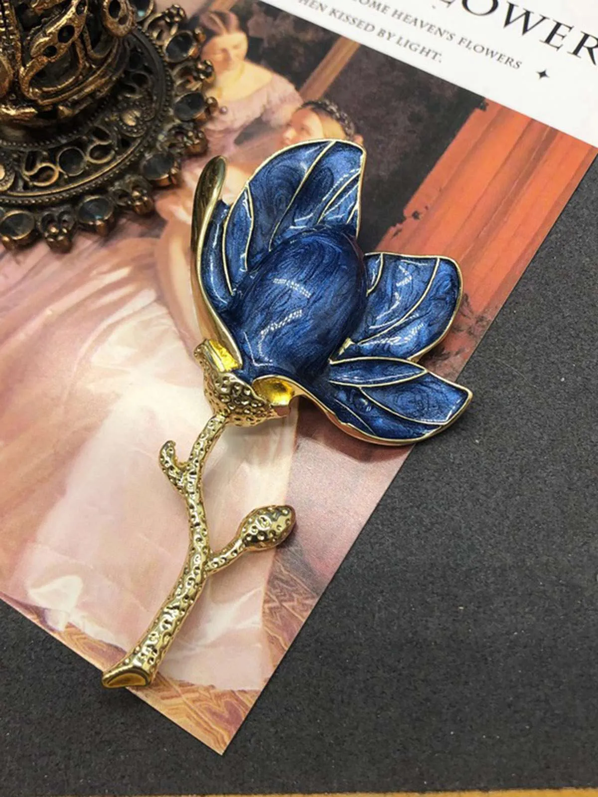 Enamel 3D Magnolia Flower Brooch sold by Retro Stage product image thumbnail 4