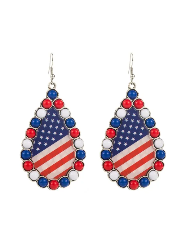 Independence Day Flag Beaded Earrings sold by Retro Stage