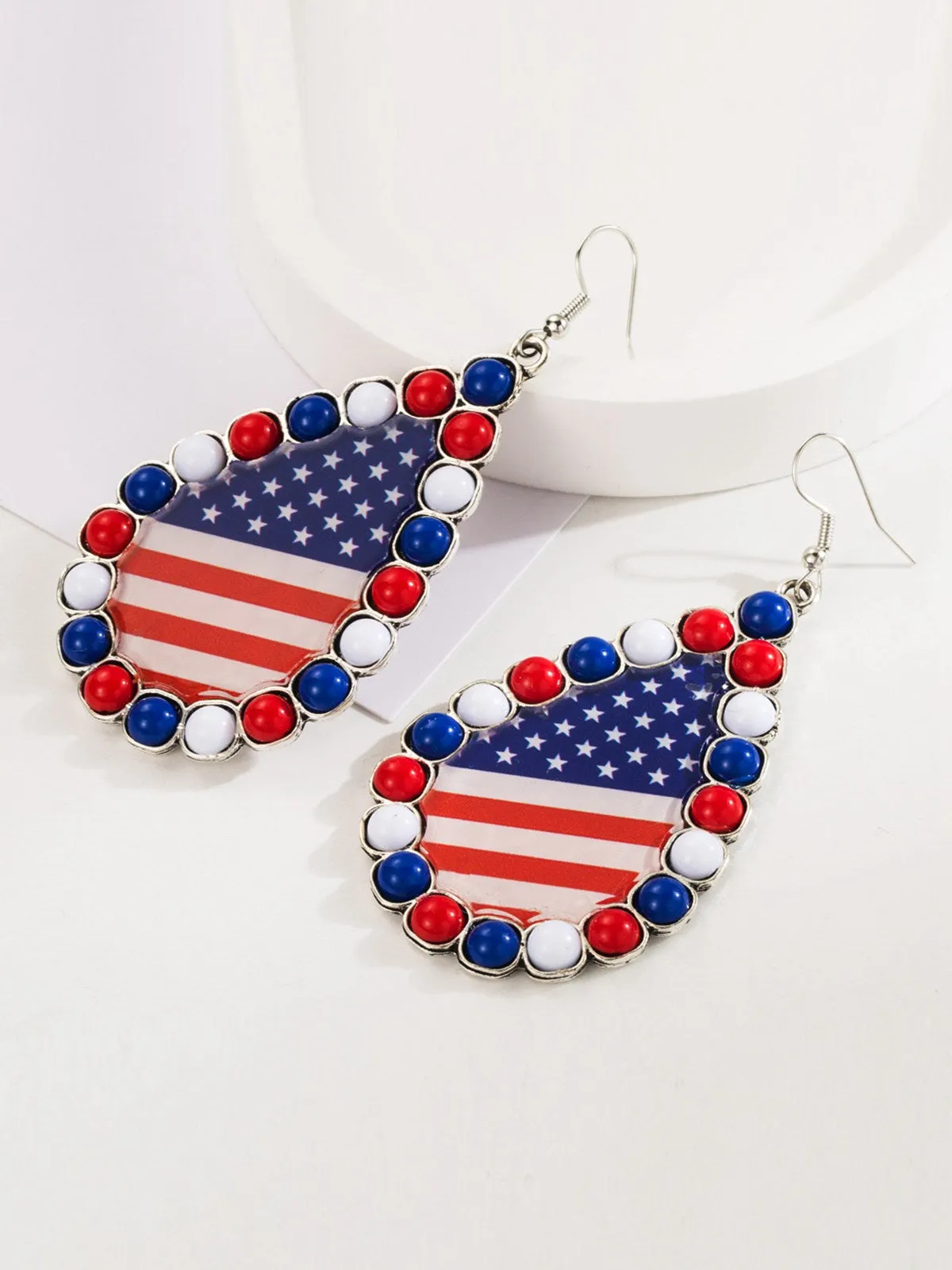 Independence Day Flag Beaded Earrings sold by Retro Stage product image thumbnail 2
