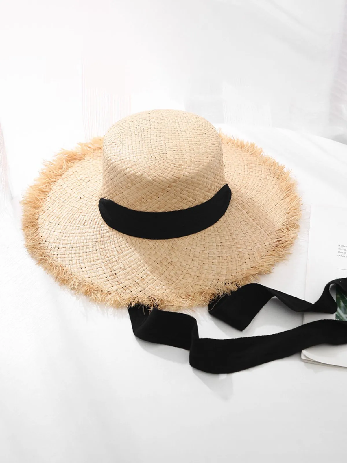 Vintage Khaki Straw Wide Brim Sun Hat sold by Retro Stage product image thumbnail 2