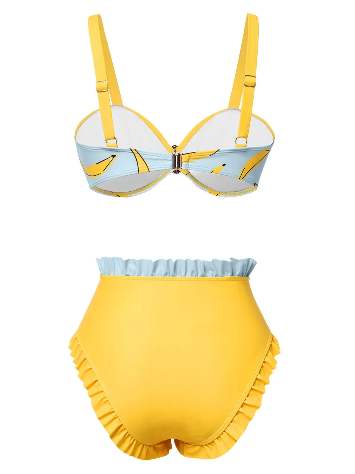 Yellow 1950s Ruffled Hem Banana Bikini Set sold by Retro Stage product image thumbnail 2