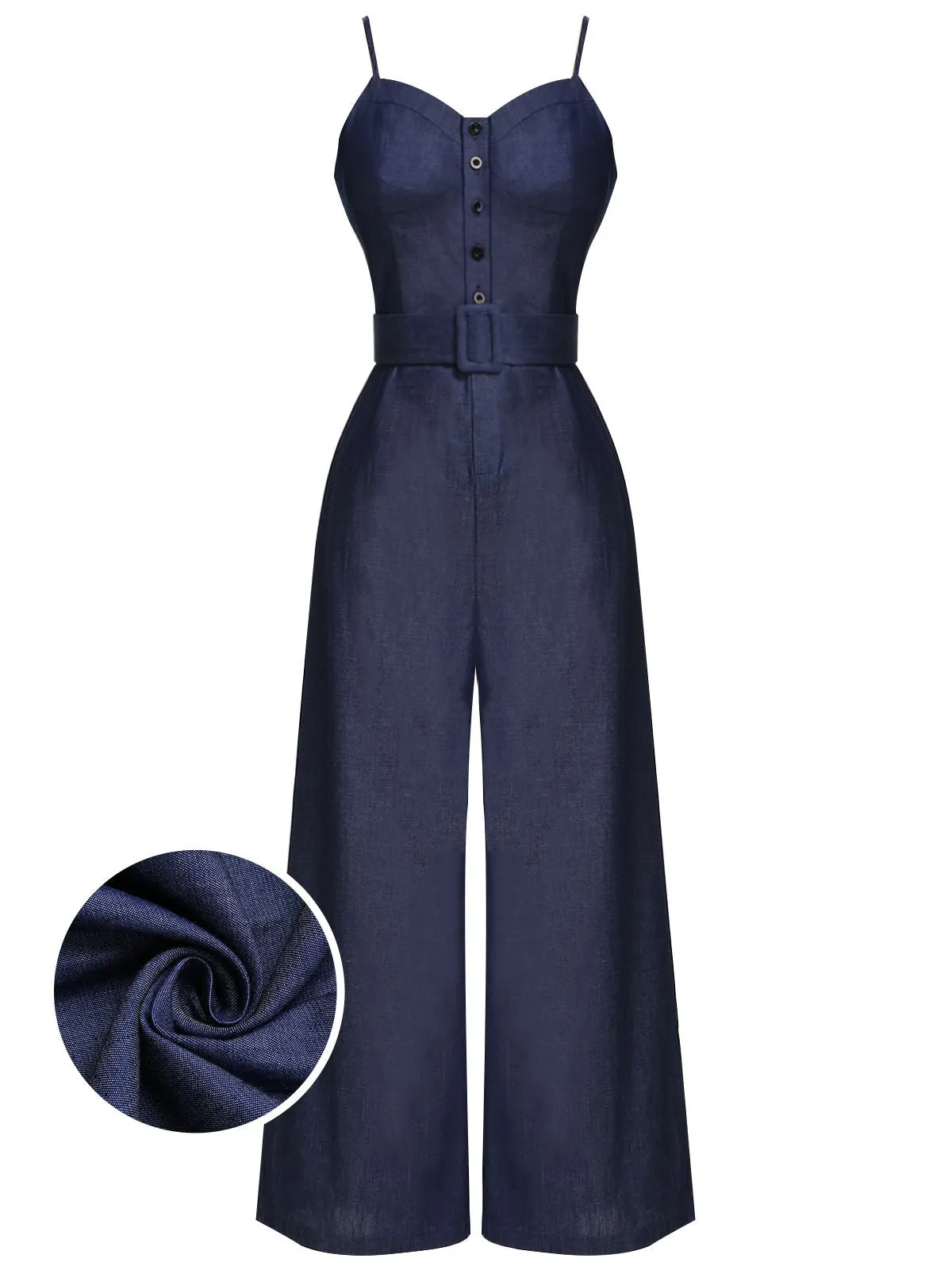 Navy Blue 1930s Cowboy Solid Strap Jumpsuit sold by Retro Stage product image thumbnail 2