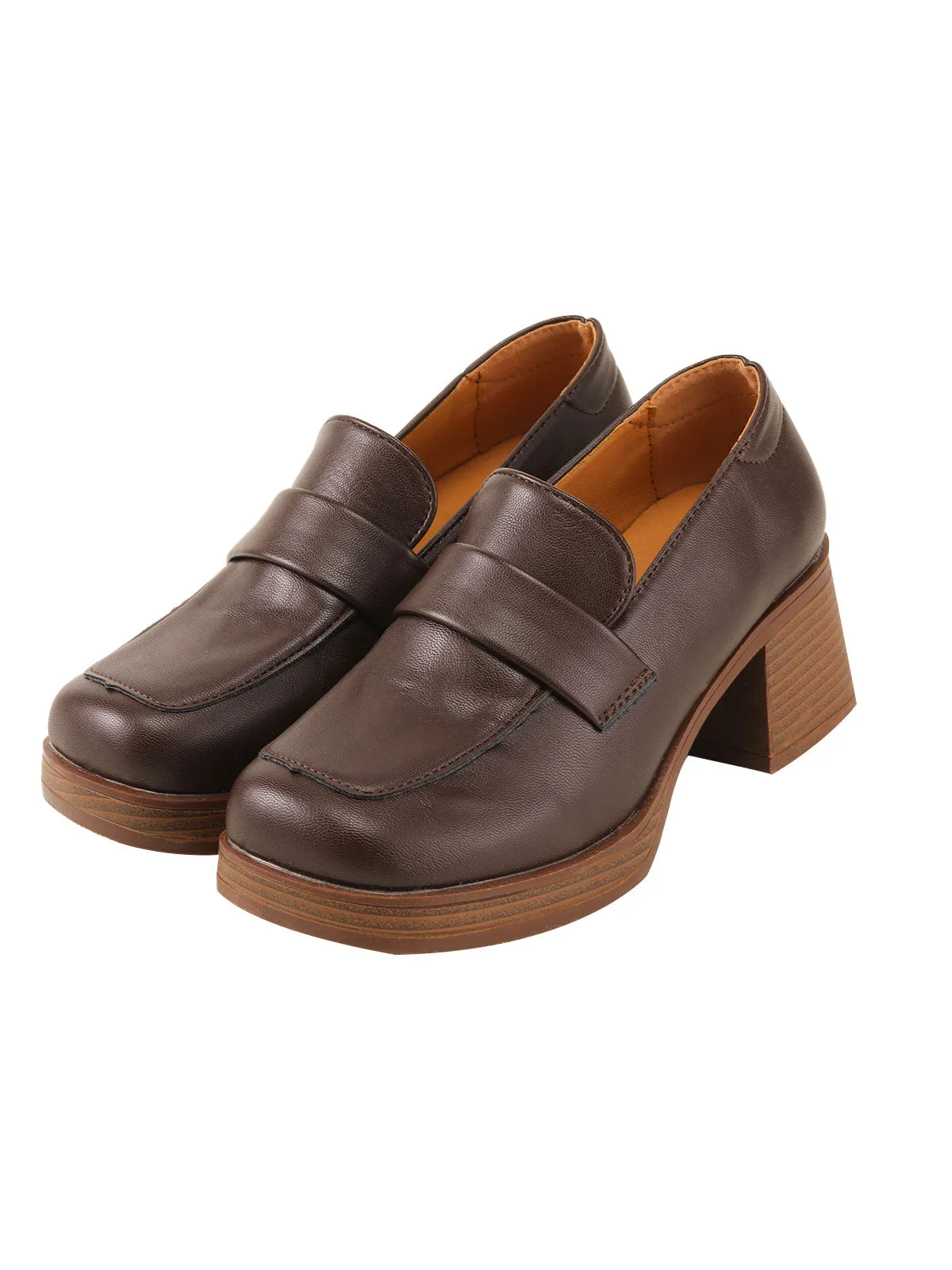 Brown Retro Square Toe Chunky Heels sold by Retro Stage
