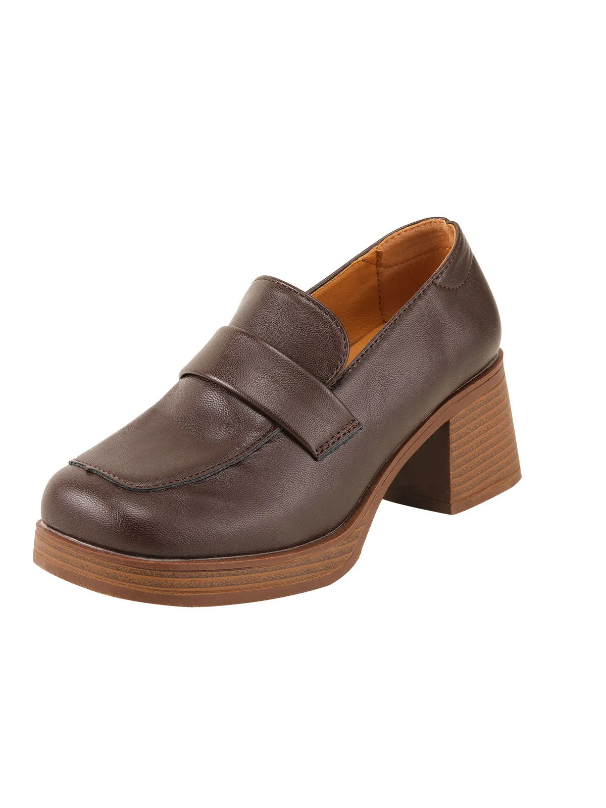 Brown Retro Square Toe Chunky Heels sold by Retro Stage product image thumbnail 3