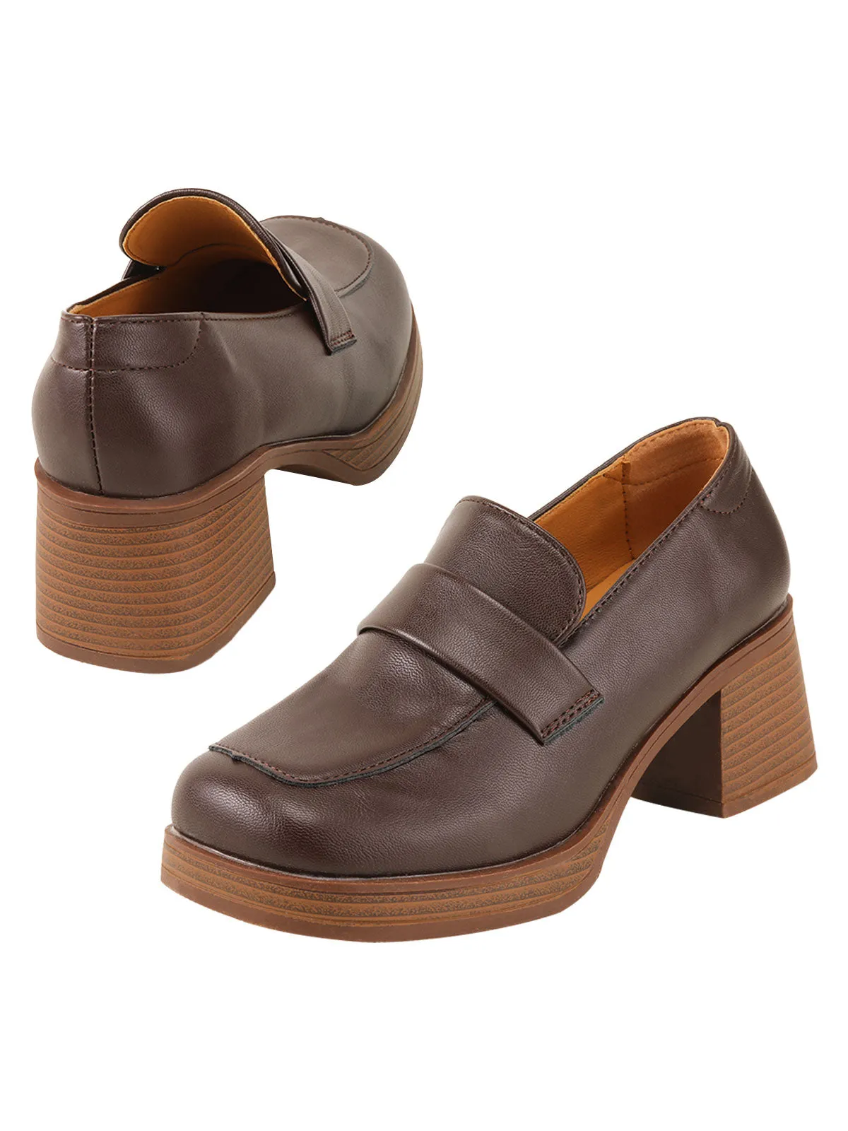 Brown Retro Square Toe Chunky Heels sold by Retro Stage product image thumbnail 2