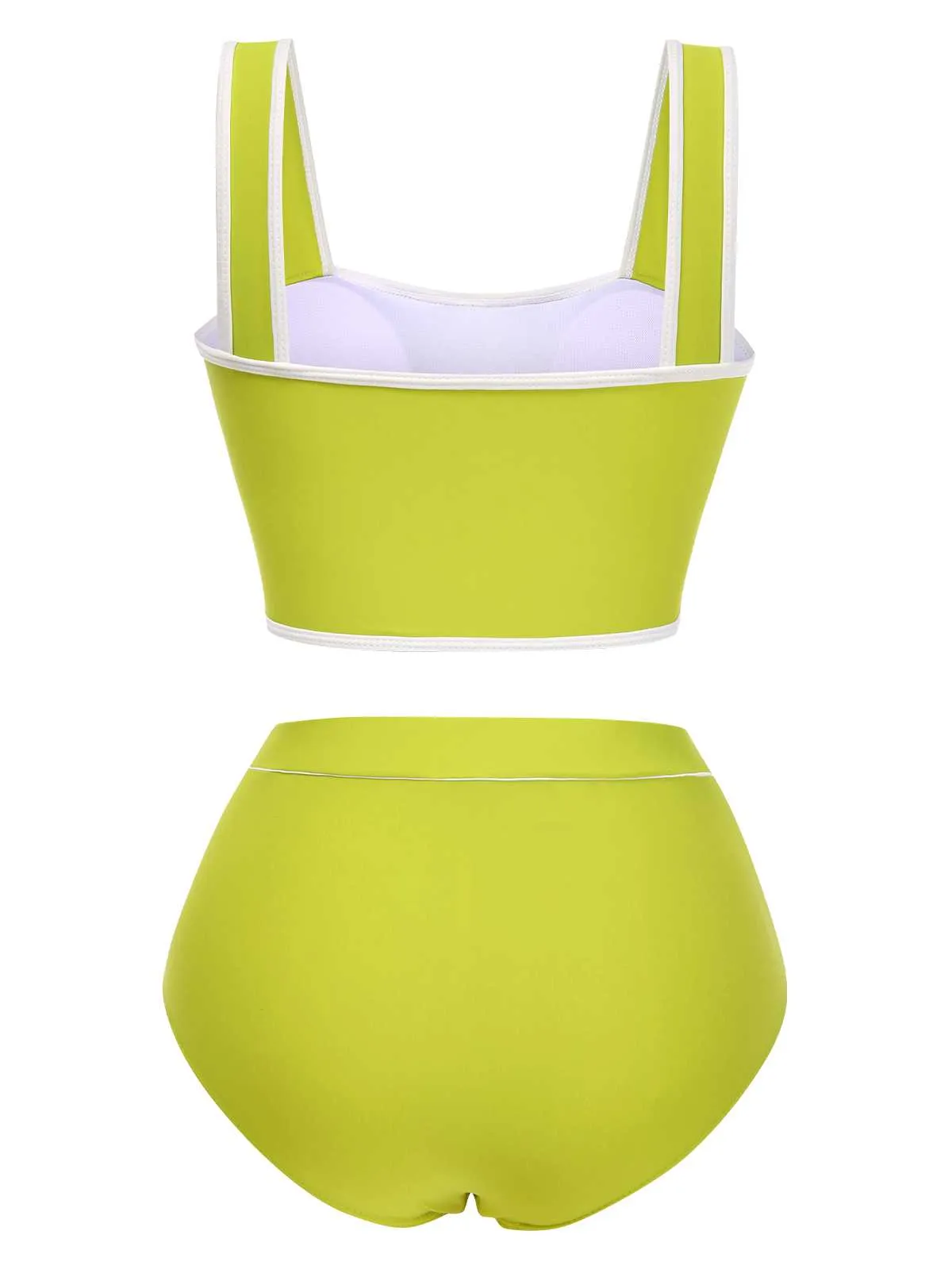 Green 1930s Strap High Waist Button Swimsuit sold by Retro Stage product image thumbnail 3