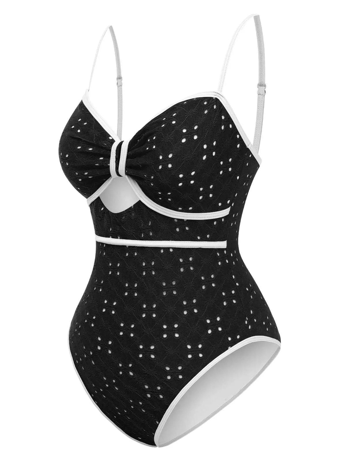 1960s Strap Contrast Trim One-Piece Swimsuit sold by Retro Stage product image thumbnail 2