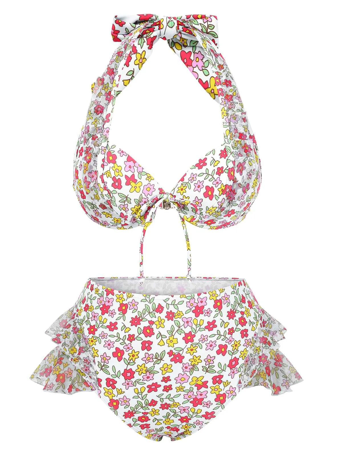 1950s Halter Ditsy Floral Ruffles Bikini Set sold by Retro Stage product image thumbnail 5