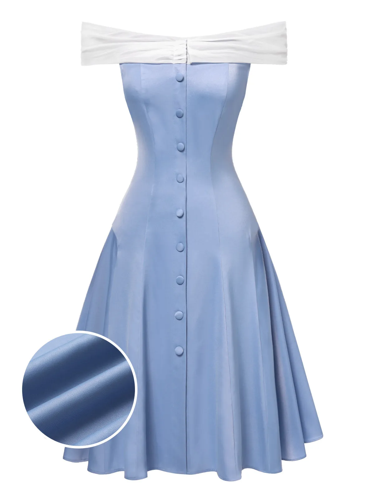 Blue 1950s Off-Shoulder Tulle Princess Dress sold by Retro Stage product image thumbnail 2