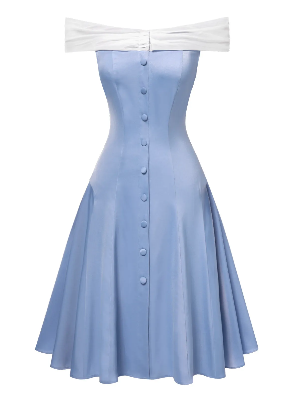 Blue 1950s Off-Shoulder Tulle Princess Dress sold by Retro Stage product image thumbnail 3