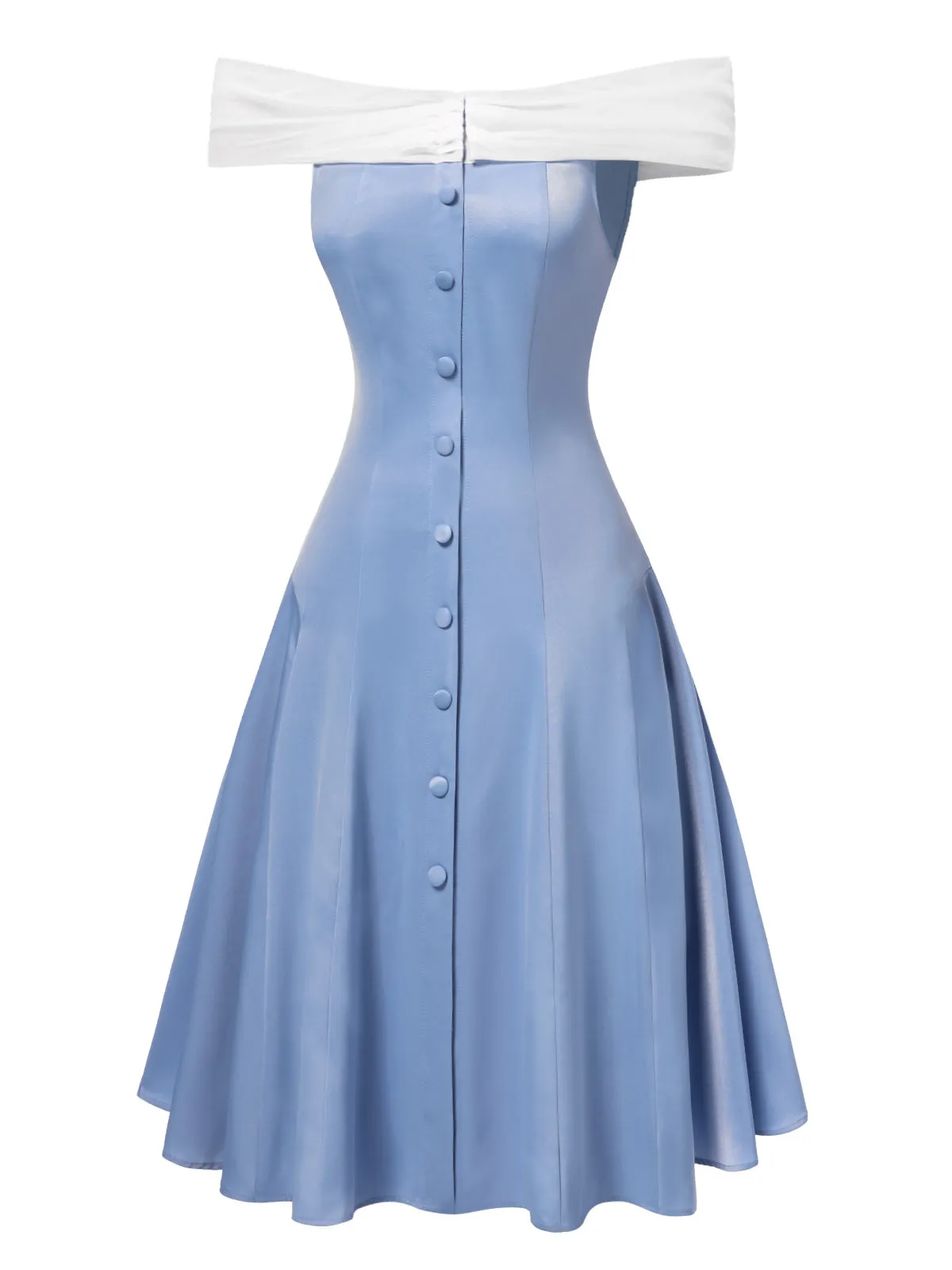 Blue 1950s Off-Shoulder Tulle Princess Dress sold by Retro Stage product image thumbnail 4