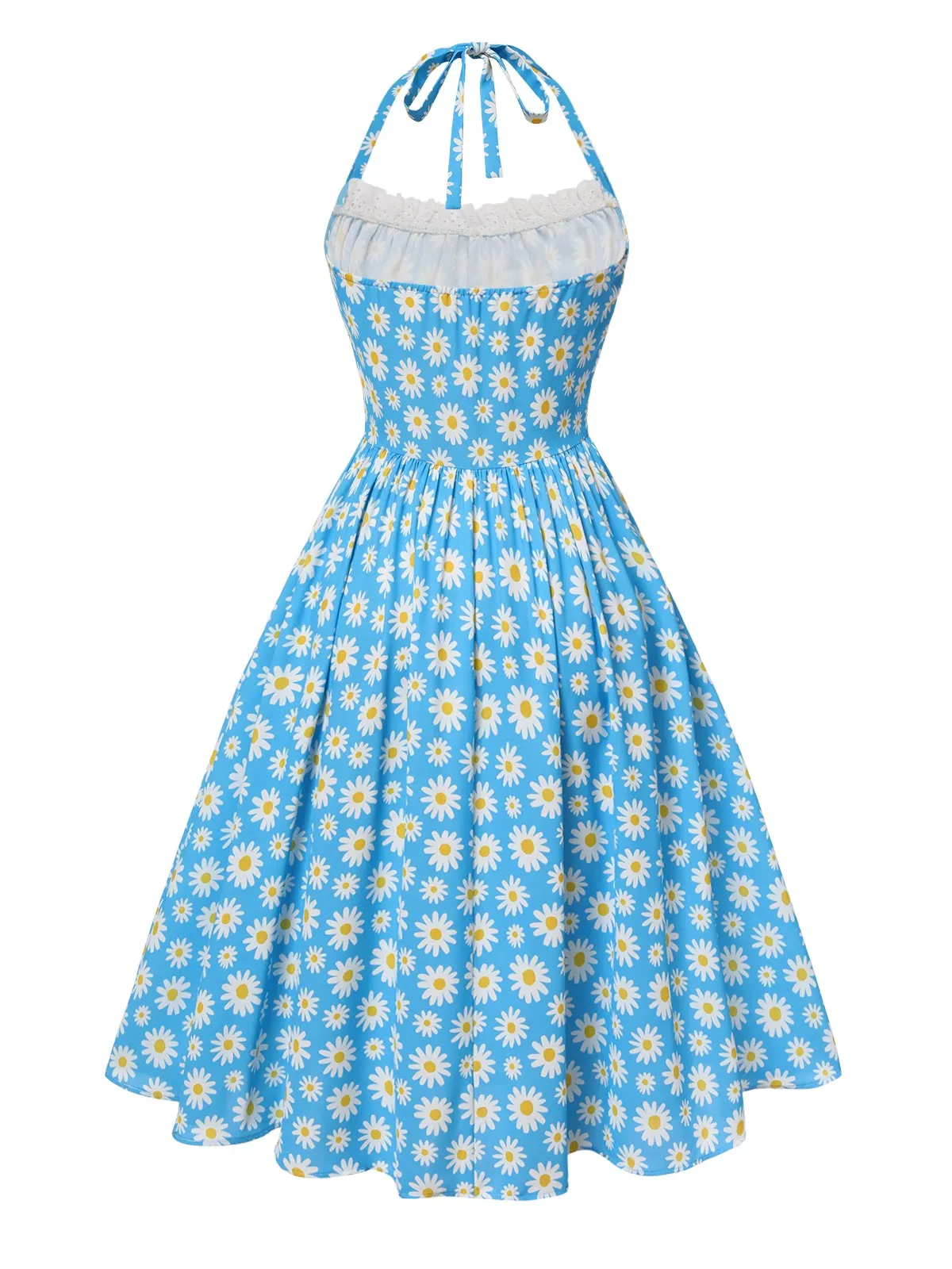 Blue 1950s Halter Lace Daisy Dress sold by Retro Stage product image thumbnail 5