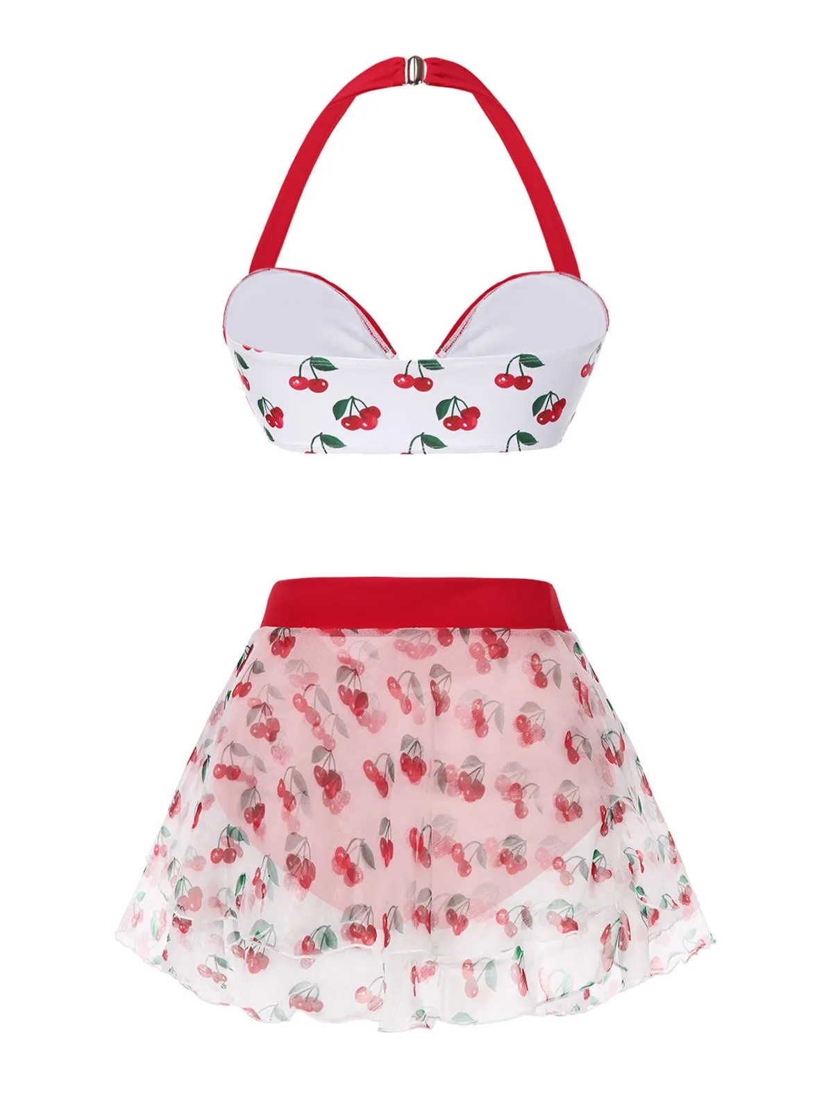 2PCS Red 1950s Cherry Bikini & Tie-Waist Cover up sold by Retro Stage product image thumbnail 5
