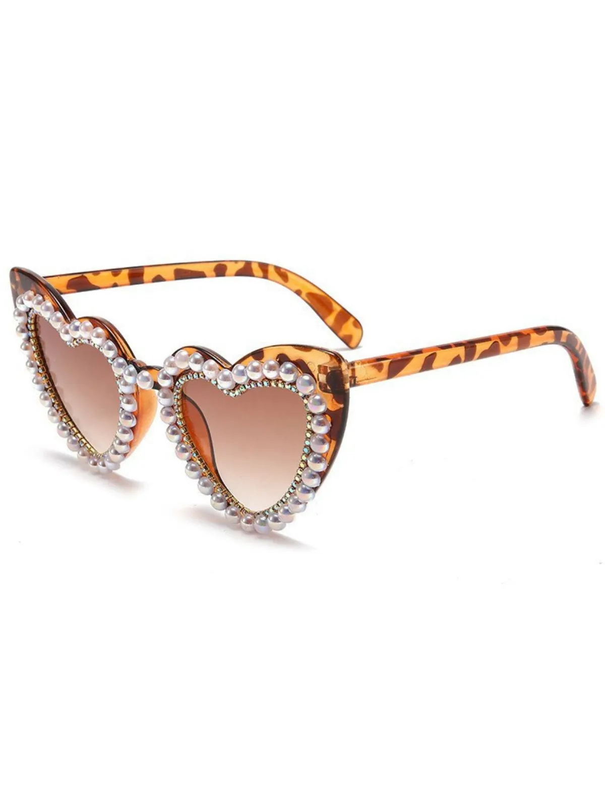 Vintage Rhinestone Heart Frame Sunglasses sold by Retro Stage product image thumbnail 5