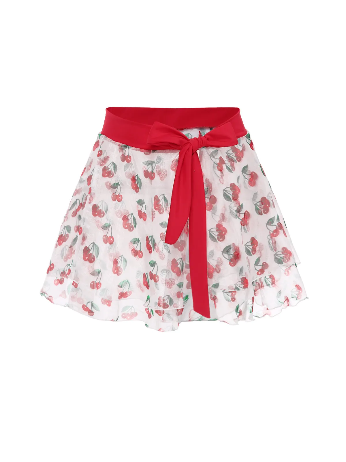 Red 1950s Cherry Tie Waist Cover Up sold by Retro Stage product image thumbnail 3