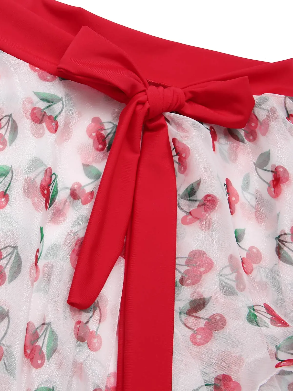 Red 1950s Cherry Tie Waist Cover Up sold by Retro Stage product image thumbnail 5