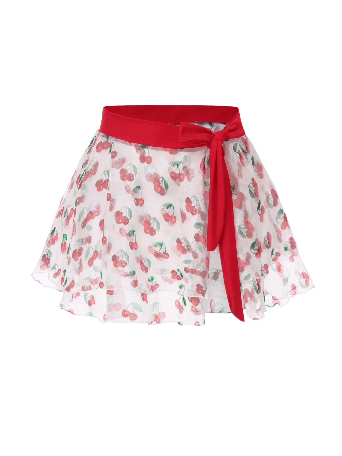 Red 1950s Cherry Tie Waist Cover Up sold by Retro Stage product image thumbnail 2