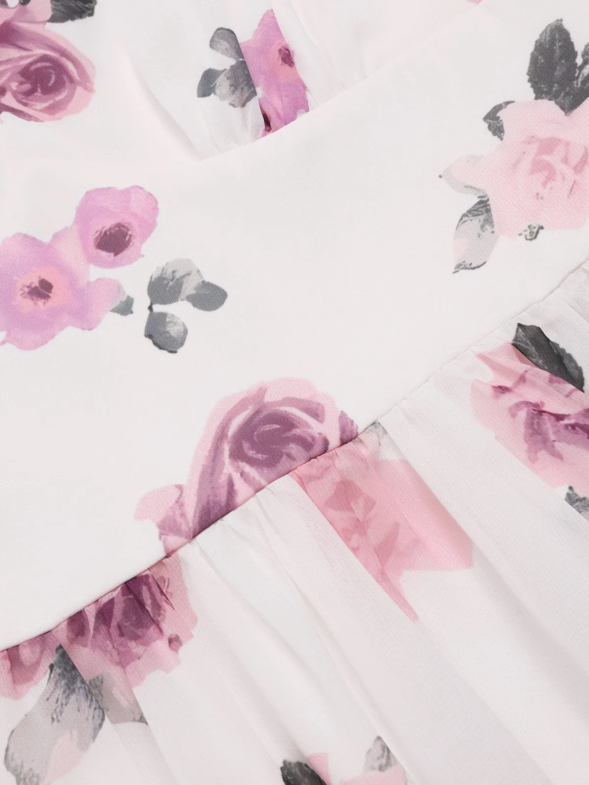 Pink 1940s Deep V-Neck Chiffon Rose Dress sold by Retro Stage product image thumbnail 5