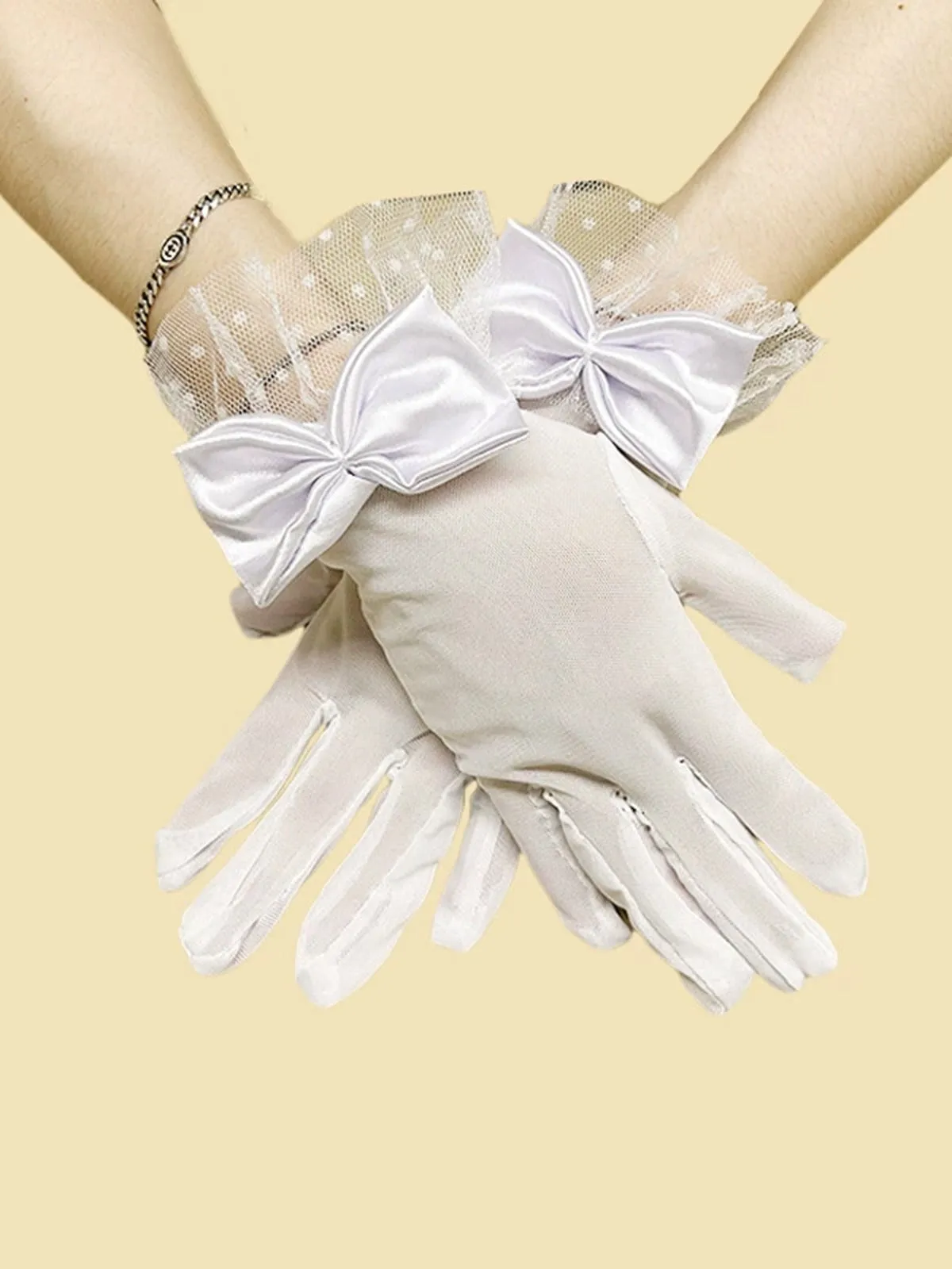 Retro Dots Mesh Bow Sheer Gloves sold by Retro Stage product image thumbnail 2