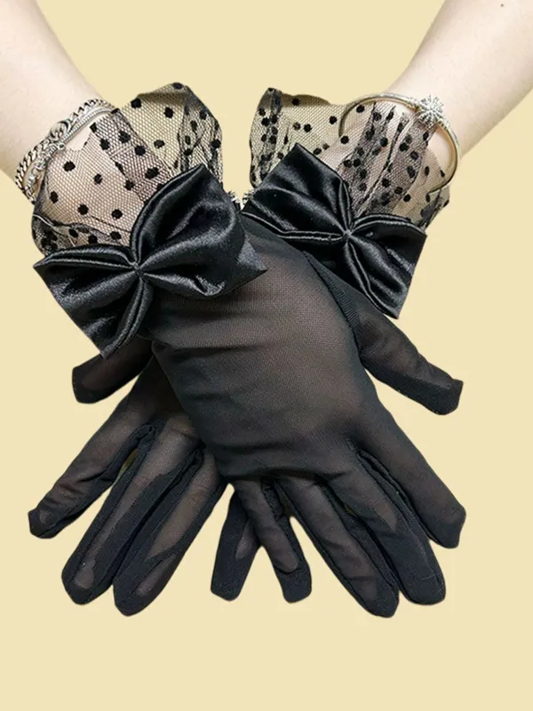 Retro Dots Mesh Bow Sheer Gloves sold by Retro Stage