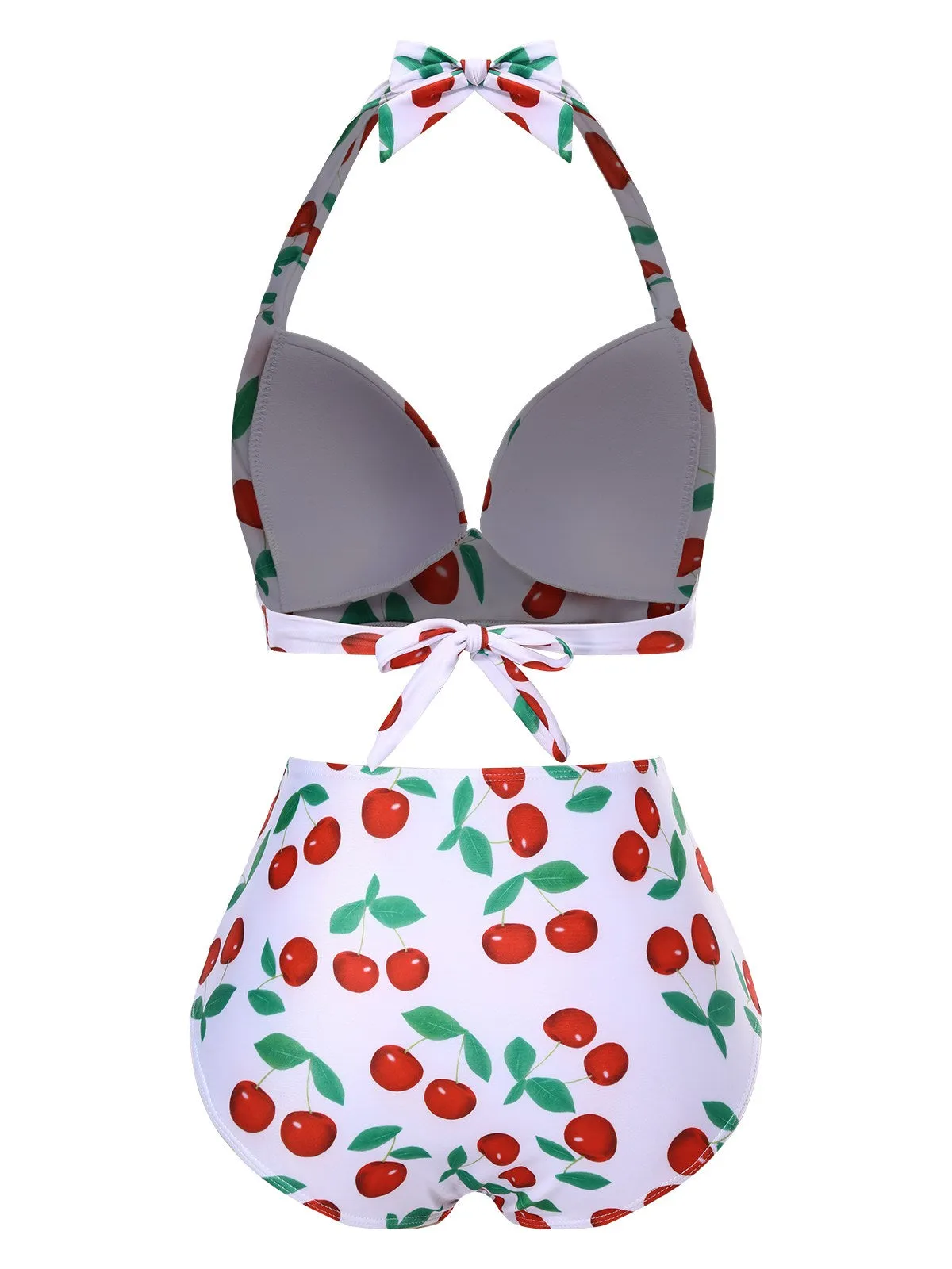 1930s Red Cherry Ruched Halter Bikini Set sold by Retro Stage product image thumbnail 3