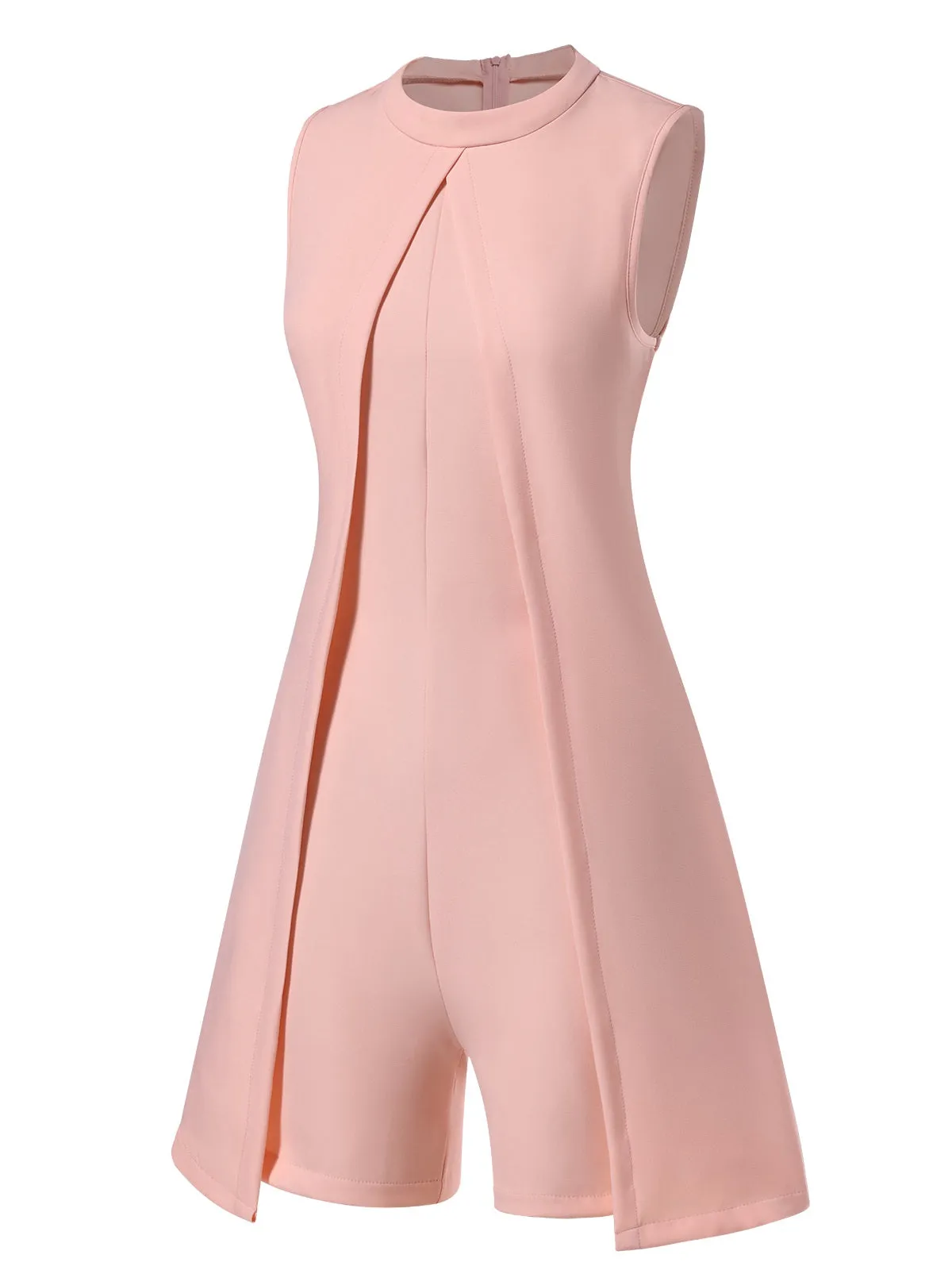 1960s Solid Stand Collar Sleeveless Romper sold by Retro Stage product image thumbnail 2