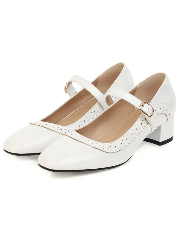 Retro PU Leather Solid Chunky Heels sold by Retro Stage