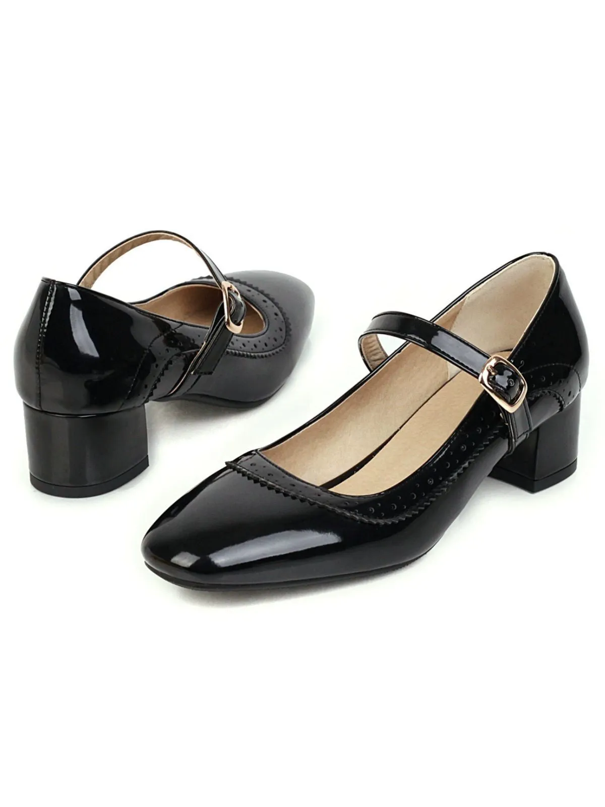 Retro PU Leather Solid Chunky Heels sold by Retro Stage product image thumbnail 2