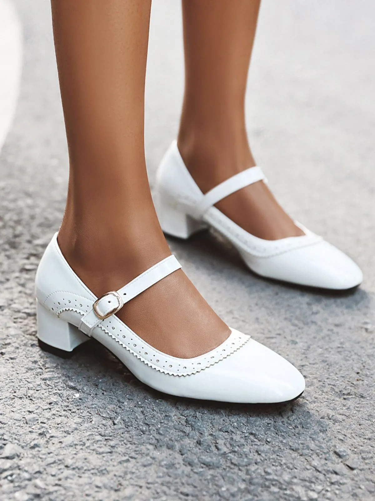 Retro PU Leather Solid Chunky Heels sold by Retro Stage product image thumbnail 5