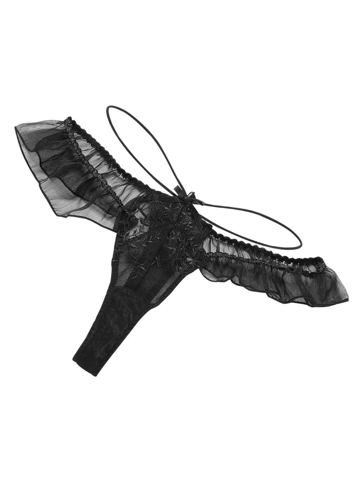 Black 1950s Mesh Patchwork Satin Cross Straps Nightgown sold by Retro Stage product image thumbnail 3