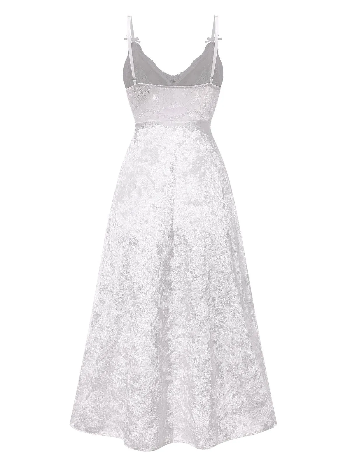 White 1930s Lace Patchwork Fleeced Straps Nightgown sold by Retro Stage product image thumbnail 2