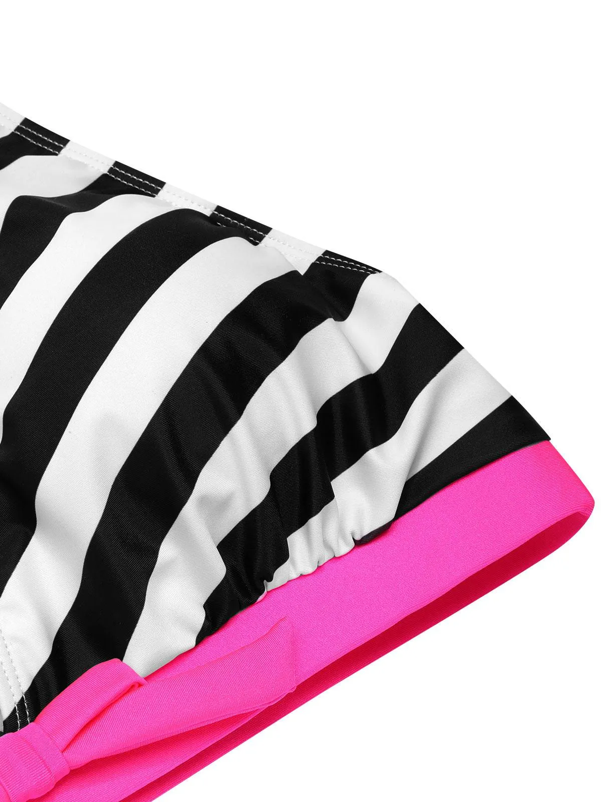 Black 1950s Contrast Bow Ruffle Stripes Bikini sold by Retro Stage product image thumbnail 5